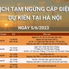 Lịch tạm ngừng cấp điện dự kiến tại Hà Nội trong ngày 5/6