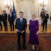 Tổng thống Slovakia Zuzana Caputova (giữa, phải) và Thủ tướng Ludovit Odor (giữa, trái) tại lễ bổ nhiệm chính phủ tạm quyền ở Bratislava, ngày 15/5/2023. (Ảnh: AFP/TTXVN)