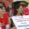 Đoàn vận động viên Đại học Gwangju. (Ảnh: Khánh Vân/TTXVN)