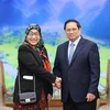 Thủ tướng Phạm Minh Chính tiếp bà Malai Halimah Malai Yussof, Đại sứ Brunei Darussalam tại Việt Nam. (Ảnh: Dương Giang/TTXVN)