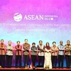 Các Bộ trưởng chụp ảnh lưu niệm tại Hội nghị Bộ trưởng Ngoại giao ASEAN-Hoa Kỳ trong khuôn khổ AMM-56 tại Jakarta (Indonesia), ngày 14/7/2023. (Ảnh: Đào Trang/TTXVN)
