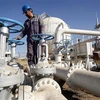 Công nhân làm việc tại một nhà máy lọc dầu ở Kirkuk (Iraq). (Ảnh: AFP/TTXVN)