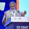Thủ tướng Ấn Độ Narendra Modi phát biểu tại một diễn đàn kinh doanh ở New Delhi ngày 27/8/2023. (Ảnh: AFP/TTXVN)