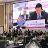 Tổng Thư ký ASEAN Kao Kim Hourn phát biểu tại Hội nghị Hội đồng Cộng đồng Kinh tế ASEAN (AECC) lần thứ 23, tại Jakarta (Indonesia) ngày 3/9/2023. (Ảnh: Hữu Chiến/TTXVN)
