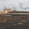Toàn cảnh mỏ khoáng sản Kostenko ở Karaganda (Kazakhstan), nơi xảy ra vụ hỏa hoạn ngày 28/10/2023. (Ảnh: AFP/TTXVN)