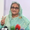 Thủ tướng Bangladesh Sheikh Hasina tới bỏ phiếu tại điểm bầu cử ở Dhaka, ngày 7/1/2024. (Ảnh: AFP/TTXVN)