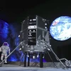 Mô hình Tàu Đổ bộ Mặt Trăng do Công ty Ispace phát biểu được trưng bày tại Bảo tàng Quốc gia về Khoa học và Đổi mới Tiên tiến ở Tokyo (Nhật Bản), ngày 25/4/2023. (Ảnh: Kyodo/TTXVN)