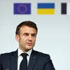 Tổng thống Pháp Emmanuel Macron trong cuộc họp báo ở Paris ngày 26/2/2024. (Ảnh: AFP/TTXVN)