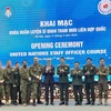 Trung tướng Nguyễn Trọng Bình, Phó Tổng Tham mưu Trưởng Quân đội Nhân dân Việt Nam và các đại biểu tại Lễ Khai mạc Khóa Huấn luyện. (Ảnh: TTXVN phát)