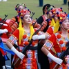 Khối Nữ Dân quân các dân tộc Tây Bắc diễu hành trên đường phố Điện Biên, tại Lễ Kỷ niệm 70 năm Chiến thắng Điện Biên Phủ, ngày 7/5 vừa qua. (Ảnh: Xuân Tư/TTXVN)