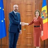 Tổng thống Moldova Maia Sandu (phải) và Chủ tịch Hội đồng châu Âu Charles Michel tại cuộc gặp ở Chisinau hồi năm 2022. (Ảnh: AFP/TTXVN)