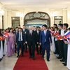 Tổng thống Liên bang Nga Vladimir Putin đến dự buổi gặp gỡ lãnh đạo Hội Hữu nghị Việt-Nga và các thế hệ cựu sinh viên Việt Nam học tại Nga. (Ảnh: Nhan Sáng/TTXVN)