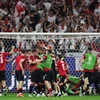 Đội tuyển Gruzia ăn mừng chiến thắng trước Bồ Đào Nha. (Ảnh: THX/TTXVN)