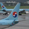 Máy bay của hãng hàng không Korean Air tại sân bay Gimpo ở Seoul (Hàn Quốc). (Ảnh: AFP/TTXVN)