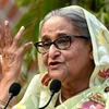 Bà Sheikh Hasina phát biểu trước báo giới tại Dhaka ngày 8/1/2024. (Ảnh: Getty Images/TTXVN)