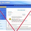 Một website giả mạo. (Nguồn: Bộ Tài chính)
