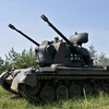 Binh sỹ Ukraine tham gia huấn luyện trên pháo phòng không tự hành Flakpanzer Gepard do Đức sản xuất tại Kiev hồi năm ngoái. (Ảnh: AFP/TTXVN)