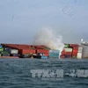 Một container trên tàu chìm ở biển Vũng Tàu bốc cháy