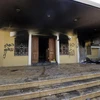 Mặt trước tòa nhà Lãnh sự quán Mỹ ở Benghazi, Libya bị tấn công hồi tháng 9/ 2012. (Nguồn: AFP)