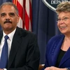 Bộ trưởng Tư pháp Mỹ Eric Holder (trái) và bà Viviane Reding, Phó Chủ tịch EC kiêm Ủy viên tư pháp ở Washington. (Nguồn: AFP)