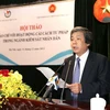 Phó Chủ tịch thường trực Hội Nhà báo Việt Nam Hà Minh Huệ phát biểu tại hội thảo. (Ảnh: Doãn Tấn/TTXVN)