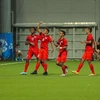 Các cầu thủ U23 Singapore ăn mừng với chiến thắng 3-1 trước U23 Campuchia. (Nguồn: SINGSOC)
