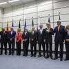 Các trưởng đoàn đàm phán hạt nhân Iran chụp ảnh chung tại trụ sở Liên hợp quốc ở Vienna, Áo, ngày 14/7. (Nguồn: AFP)