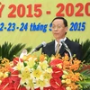 Bí thư Tỉnh ủy Ninh Thuận nhiệm kỳ 2015-2020, Nguyễn Đức Thanh phát biểu tại Đại hội Đảng bộ tỉnh. (Ảnh: Đức Ánh/TTXVN)