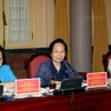 Phó Chủ tịch nước Nguyễn Thị Doan phát biểu kết luận hội nghị. (Ảnh: Phạm Kiên/TTXVN)