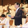 Đại biểu Quốc hội tỉnh Thái Bình Đỗ Văn Vẻ phát biểu ý kiến Thảo luận về dự thảo Luật khí tượng thủy văn. (Ảnh: Doãn Tấn/TTXVN)