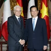 Thủ tướng Nguyễn Tấn Dũng hội kiến với Tổng thống Italy Sergio Mattarella đang thăm cấp Nhà nước Việt Nam. (Ảnh: Đức Tám/TTXVN) 