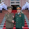 Đại tướng Phùng Quang Thanh và Đại tướng Pak Yong Sik trước khi tiến hành hội đàm. (Ảnh: Trọng Đức/TTXVN) 