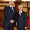 Tổng Bí thư Nguyễn Phú Trọng tiếp Tổng thống Cộng hòa Belarus Aleksandr Grigorievich Lukashenko. (Ảnh: Trí Dũng/TTXVN)