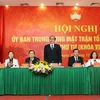 Chủ tịch Ủy ban Trung ương Mặt trận Tổ quốc Việt Nam Nguyễn Thiện Nhân tại hội nghị. (Ảnh: Nguyễn Dân/TTXVN)
