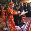 Nghi thức tế lễ trước lúc Khai mạc Lễ hội Đền Trần Thái Bình năm 2015. (Ảnh: Xuân Tiến/TTXVN)