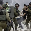 Binh sỹ Israel bắt giữ một người Palestine ở Bờ Tây. (Nguồn: AFP)