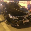 Chiếc xe ôtô gây tai nạn. (Ảnh: Võ Phương/Vietnam+)