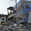 Hiện trường đổ nát sau trận động đất 7,8 độ Richter ở Portoviejo, Ecuador, ngày 19/4. (Nguồn: AFP/TTXVN)