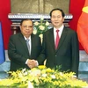 Chủ tịch nước Trần Đại Quang hội kiến ông Bounnhang Volachith, Tổng Bí thư, Chủ tịch nước Lào đang thăm hữu nghị chính thức Việt Nam. (Ảnh: Nhan Sáng/TTXVN)