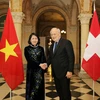 Phó Chủ tịch nước Đặng Thị Ngọc Thịnh hội kiến Tổng thống Thụy Sĩ, ngài Johann Schneider-Ammann. (Ảnh: Quang Hải/TTXVN)