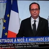 Tổng thống Pháp Francoise Hollande phát biểu trực tiếp trên đài truyền hình quốc gia. (Nguồn: AFP)