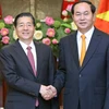 Chủ tịch nước Trần Đại Quang tiếp ông Quách Thanh Côn, Ủy viên Quốc vụ, Bộ trưởng Bộ Công an Trung Quốc đang thăm và làm việc tại Việt Nam. (Ảnh: Nhan Sáng/TTXVN)