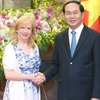 Chủ tịch nước Trần Đại Quang tiếp Bà Eleanor Laing, Phó Chủ tịch Hạ viện Vương quốc Anh nhân chuyến thăm và làm việc tại Việt Nam. (Ảnh: Nhan Sáng/TTXVN)