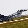 Máy bay tiêm kích F-16 trong lễ bàn giao ở Borcea, cách thủ đô Buchảét 158km về phía đông nam ngày 7/10. (Nguồn: EPA/TTXVN)