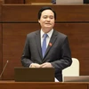 Bộ trưởng Bộ Giáo dục và Đào tạo Phùng Xuân Nhạ trả lời chất vấn của đại biểu Quốc hội, sáng 16/11. (Ảnh: Doãn Tấn/TTXVN)