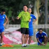 Huấn luyện viên trưởng đội tuyển Malaysia Ong Kim Swee và các học trò. (Nguồn: espnfc.com)