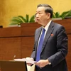 Thượng tướng, Bộ trưởng Bộ Công an Tô Lâm giải trình ý kiến của đại biểu Quốc hội. (Ảnh: Phương Hoa/TTXVN)