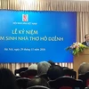 Nhà thơ Hữu Thỉnh, Chủ tịch Hội Nhà văn Việt Nam phát biểu tại lễ kỷ niệm. (Ảnh: Mỹ Bình/Vietnam+)