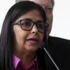 Ngoại trưởng Venezuela Delcy Rodríguez tại cuộc họp báo ở thủ đô Caracas ngày 8/12. (Nguồn: EPA/TTXVN)