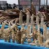 Các sản phẩm chế tác từ ngà voi ở Đông Quản, Quảng Đông, Trung Quốc ngày 6/1/2014. (Nguồn: AFP/TTXVN)